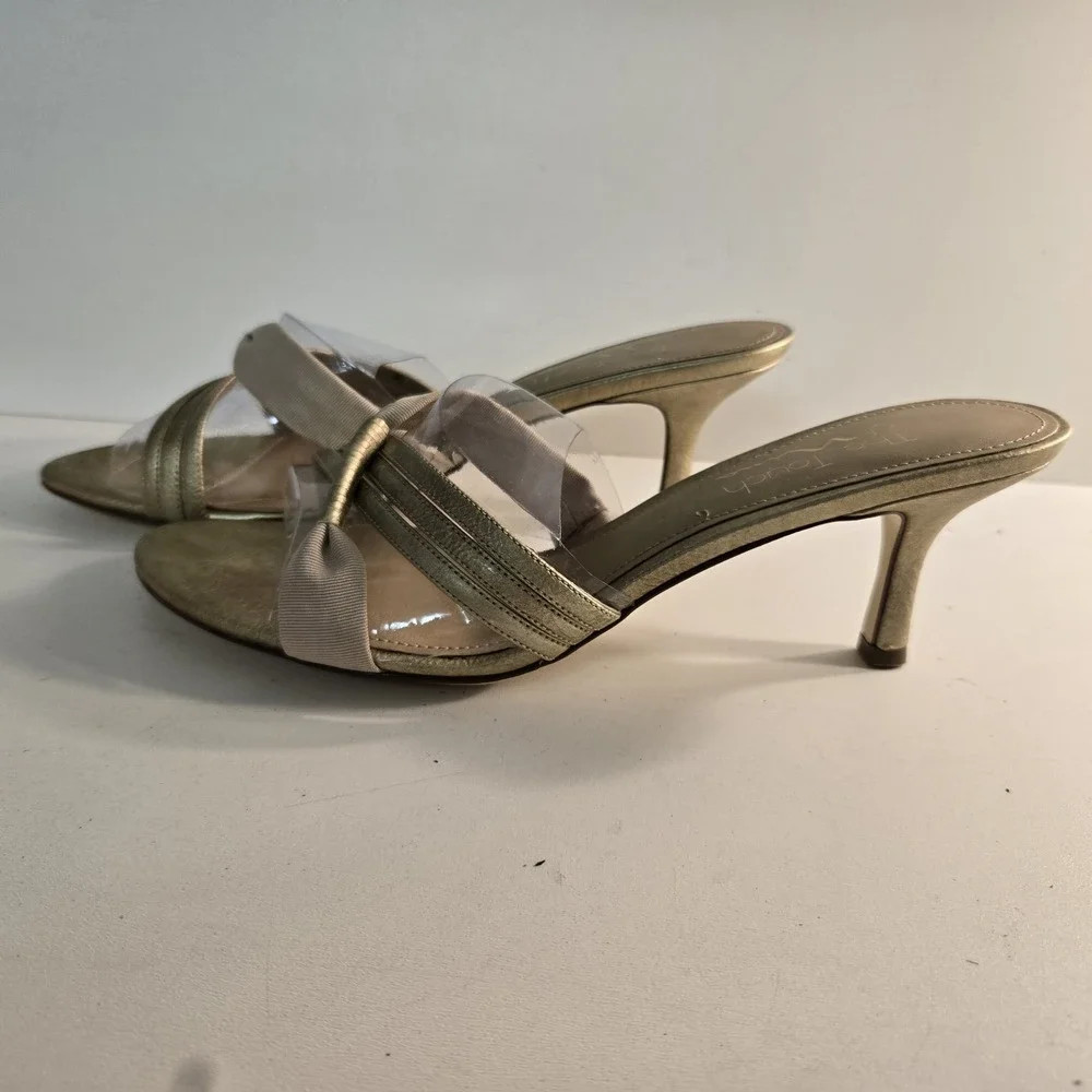 Touch Of Nina Size 8.5 Gold Grail Formal Strappy Stiletto Heel in‎ Box EUC